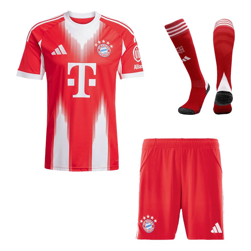 Bayern Munich Home Football Shirt Kit(Jersey+Shorts+Socks) 2025/26 Red
