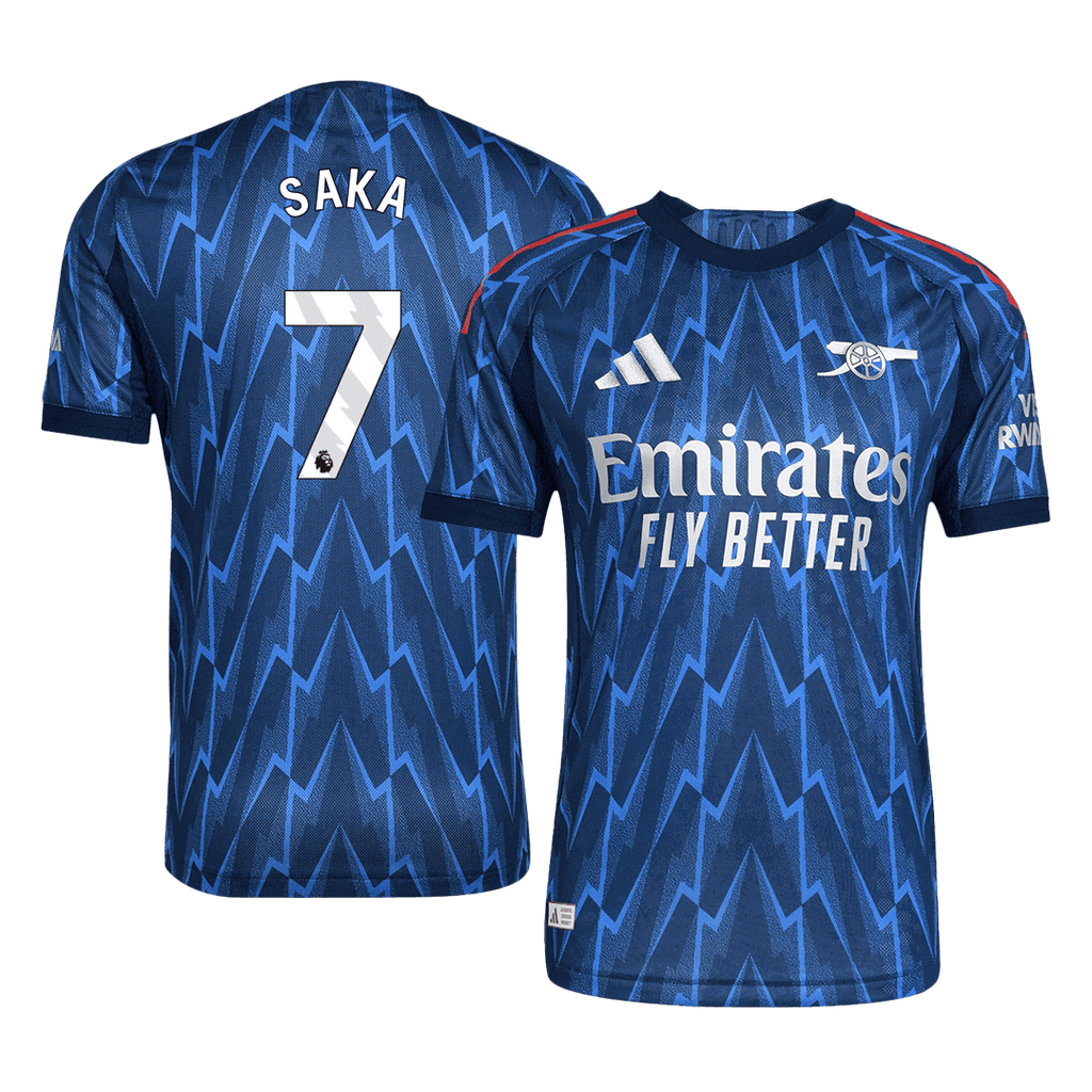 Player Version SAKA #7 Arsenal Away Football Shirt 2025/26 Blue