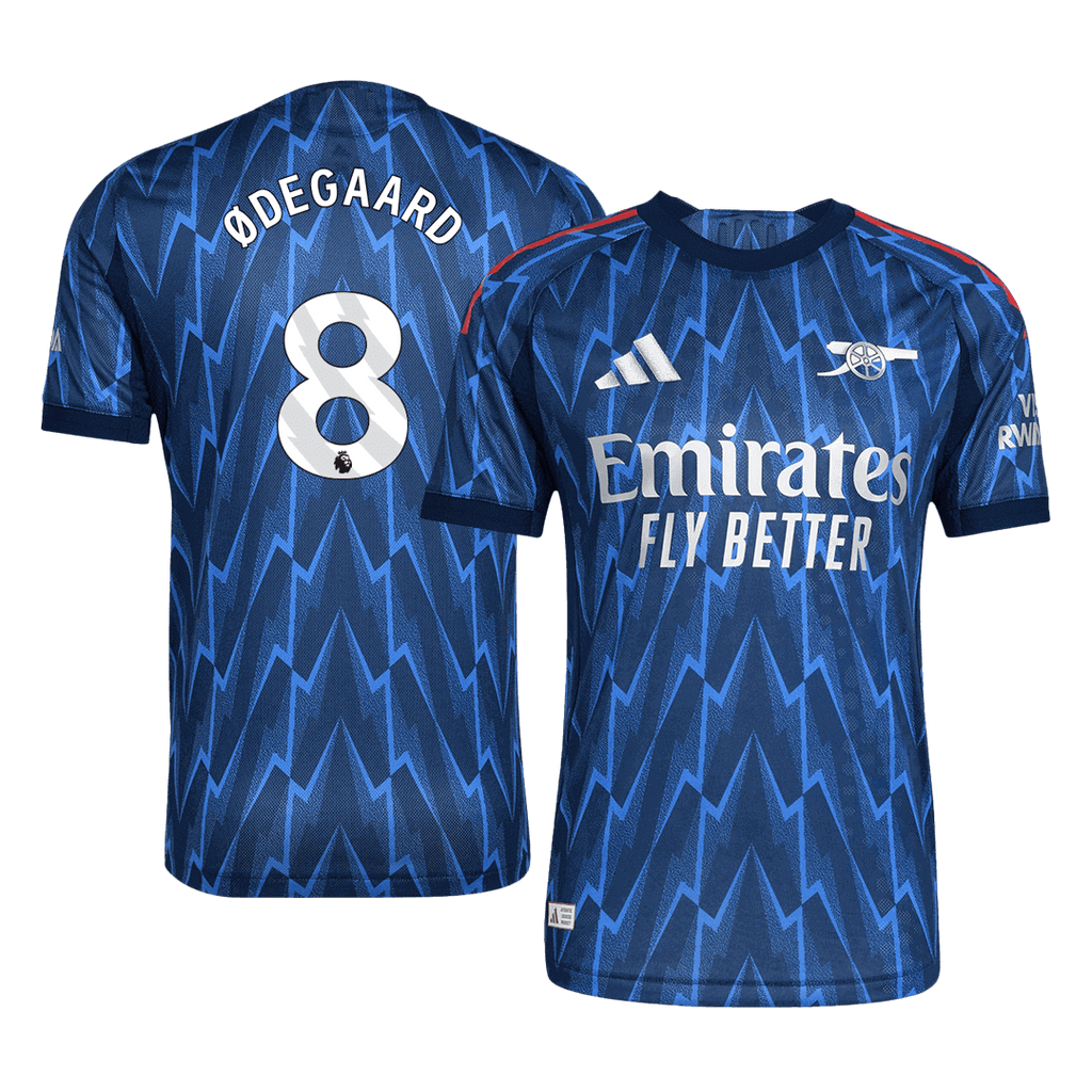 ØDEGAARD #8 Player Version Arsenal Away Football Shirt 2025/26 Blue