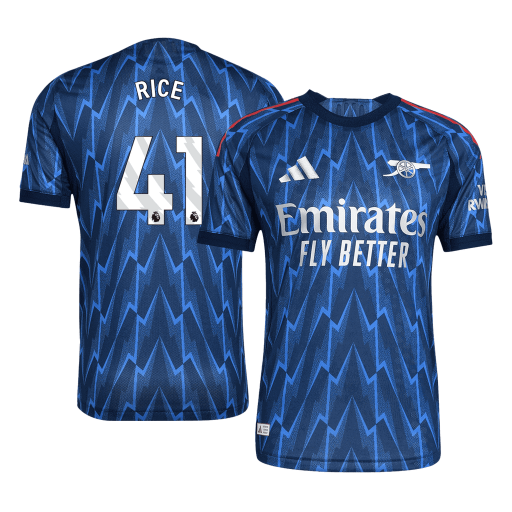 RICE #41 Player Version Arsenal Away Football Shirt 2025/26 Blue
