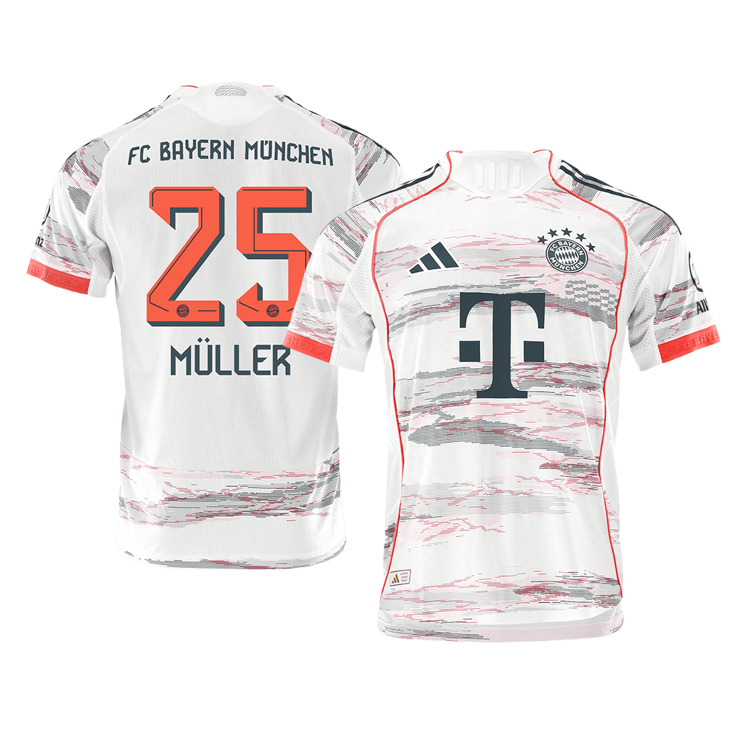 Player Version MÜLLER #25 Bayern Munich Away Football Shirt 2025/26 White