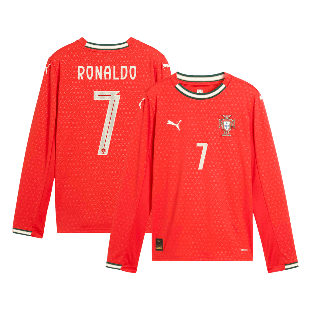 RONALDO #7 Portugal Home Long Sleeve Football Shirt 2025 Red