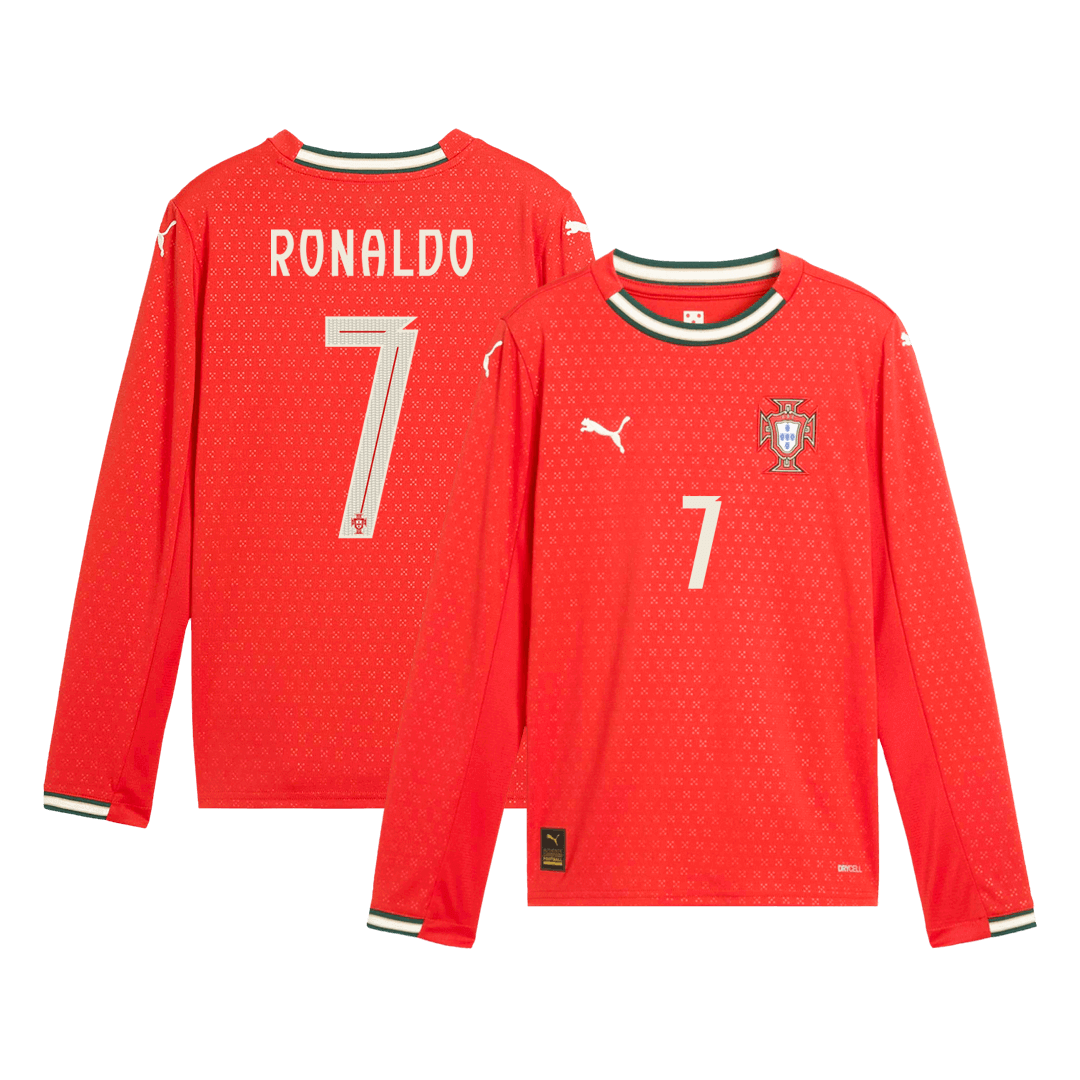 RONALDO #7 Portugal Home Long Sleeve Football Shirt 2025 Red