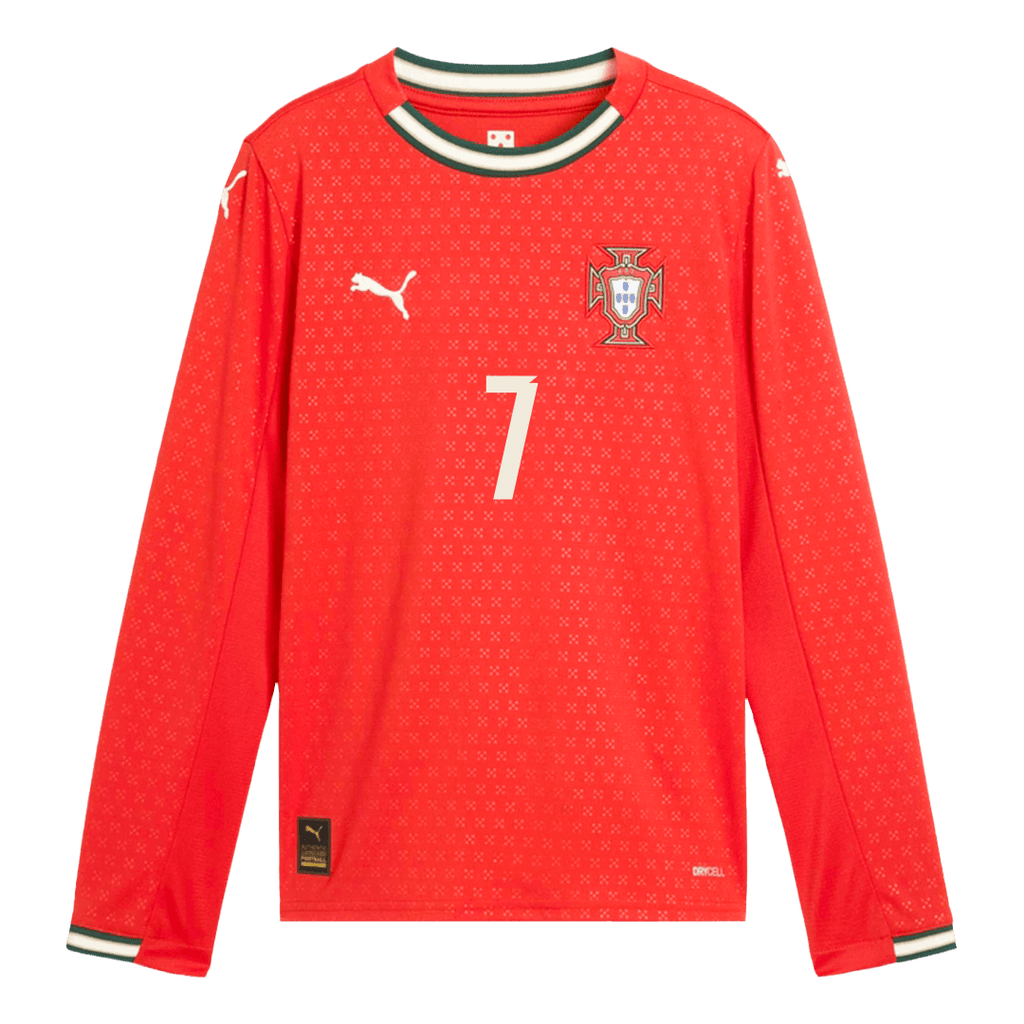 RONALDO #7 Portugal Home Long Sleeve Football Shirt 2025 Red