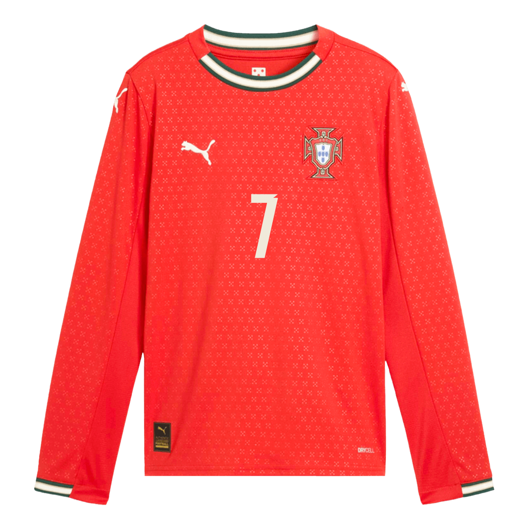 RONALDO #7 Portugal Home Long Sleeve Football Shirt 2025 Red