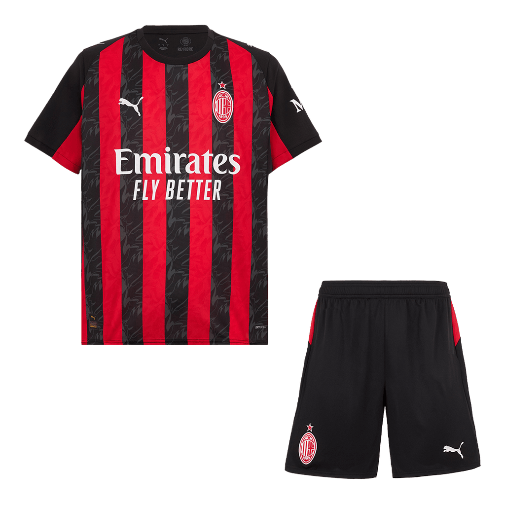 AC Milan Home Football Shirt Kit(Jersey+Shorts) 2025/26 Red&Black