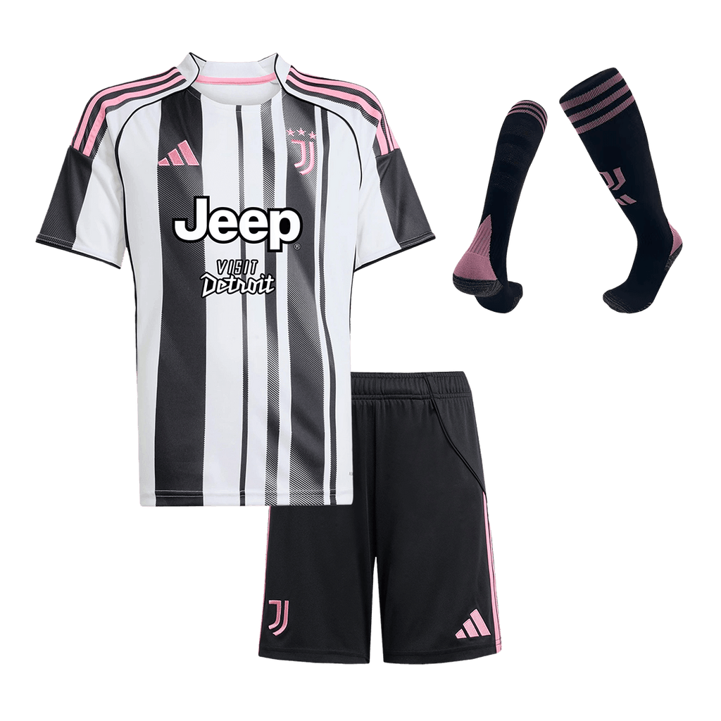 Kid's Juventus Home Football Shirt Kit(Jersey+Shorts+Socks) 2025/26 Black&White