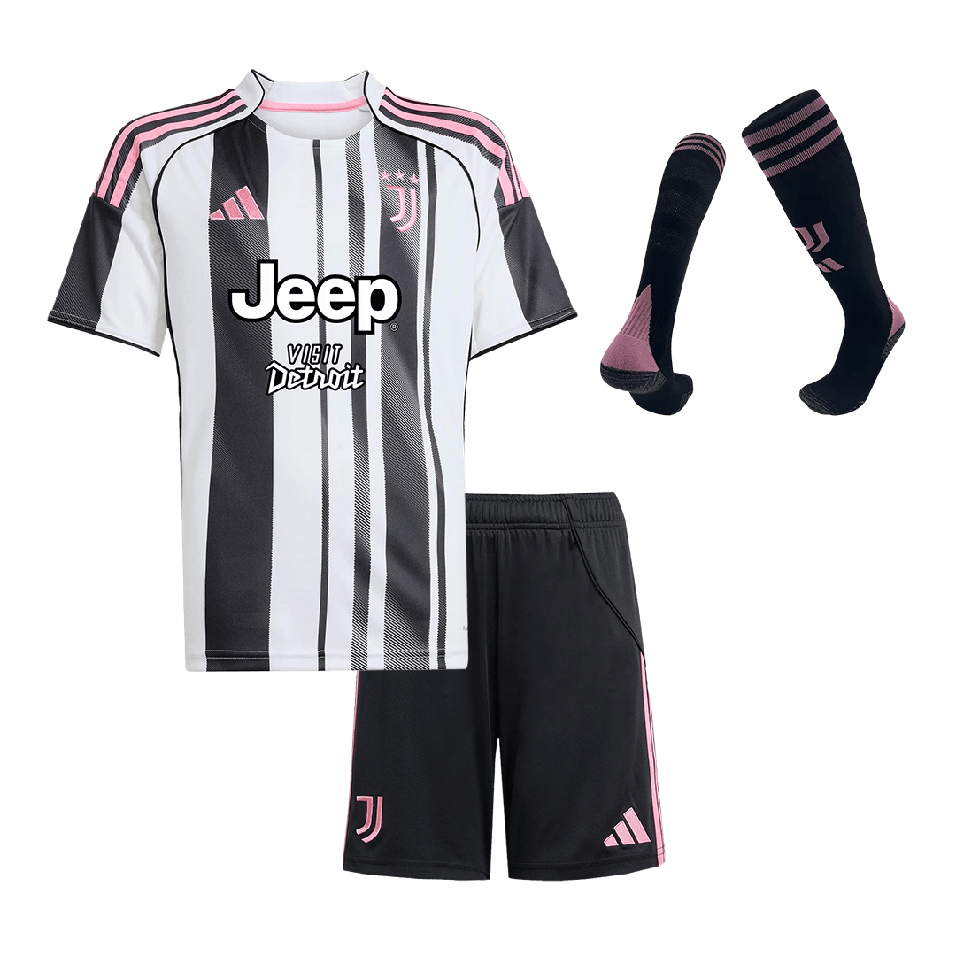 Kid's Juventus Home Football Shirt Kit(Jersey+Shorts+Socks) 2025/26 Black&White