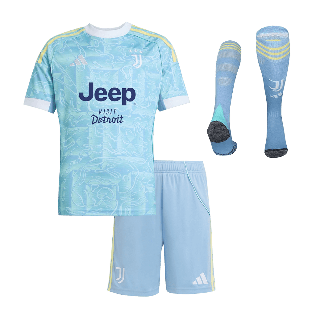 Kid's Juventus Away Football Shirt Kit(Jersey+Shorts+Socks) 25/26 Blue