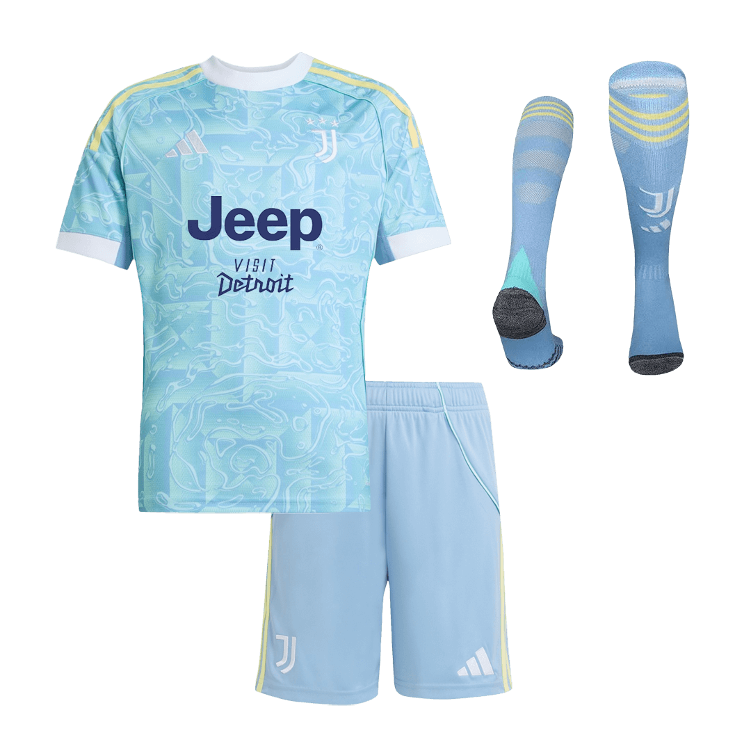 Kid's Juventus Away Football Shirt Kit(Jersey+Shorts+Socks) 25/26 Blue
