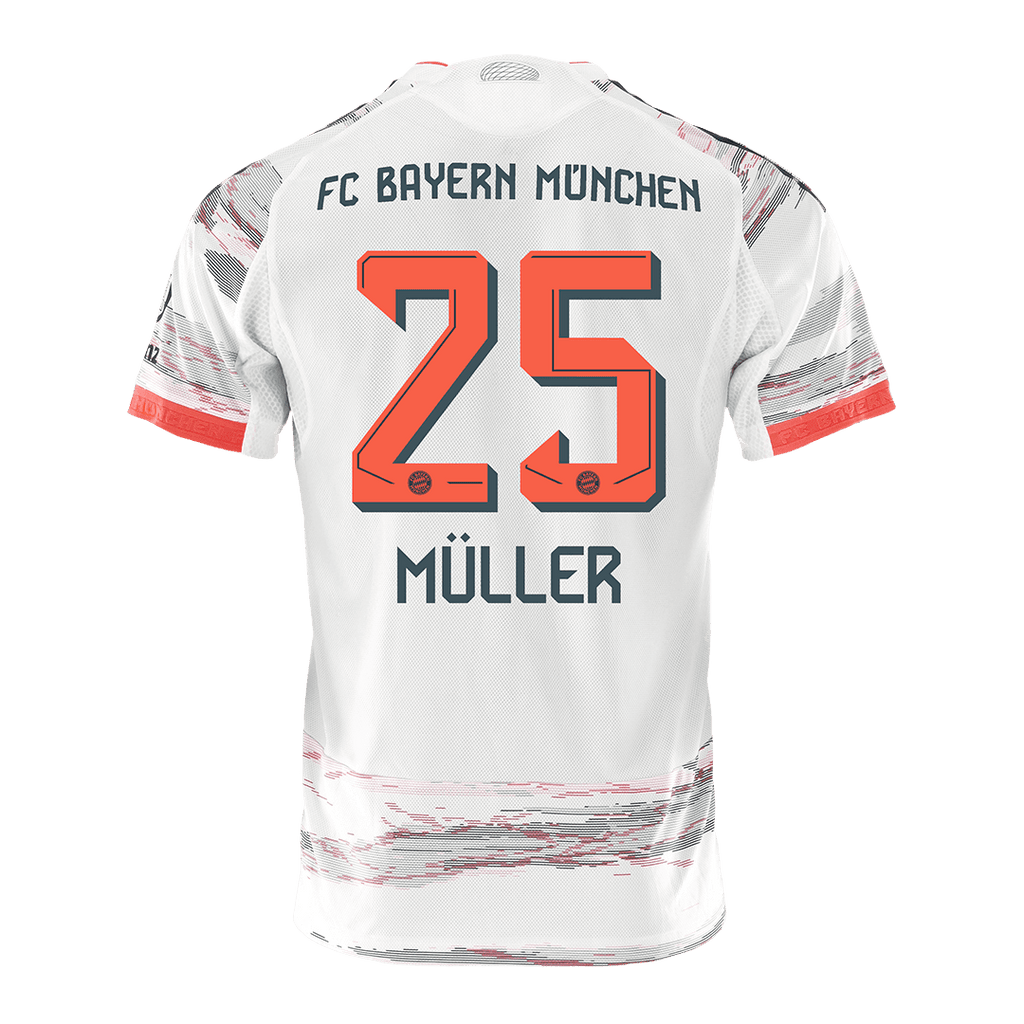 Player Version MÜLLER #25 Bayern Munich Away Football Shirt 2025/26 White