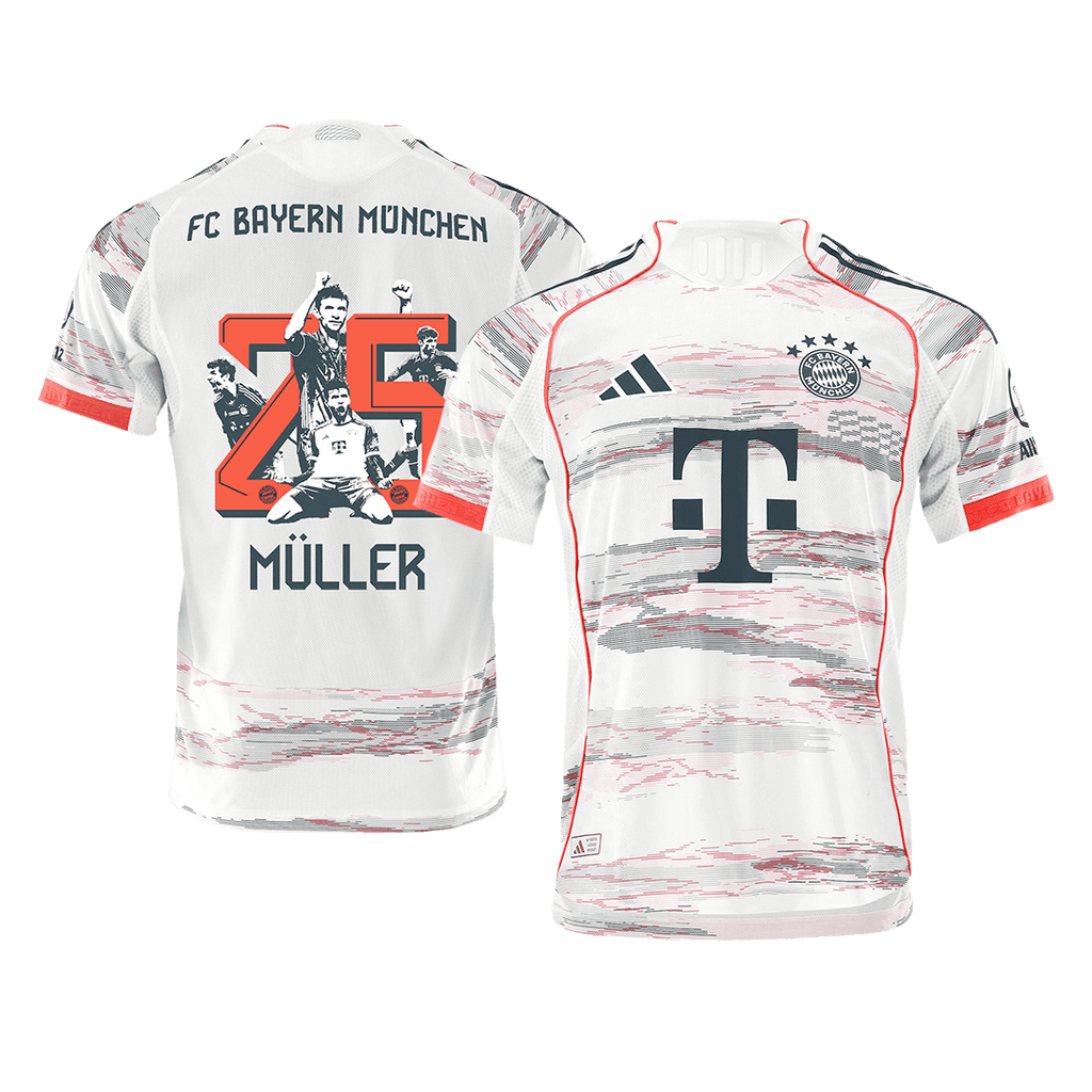 Player Version MÜLLER Special #25 Bayern Munich Away Football Shirt 2025/26 White