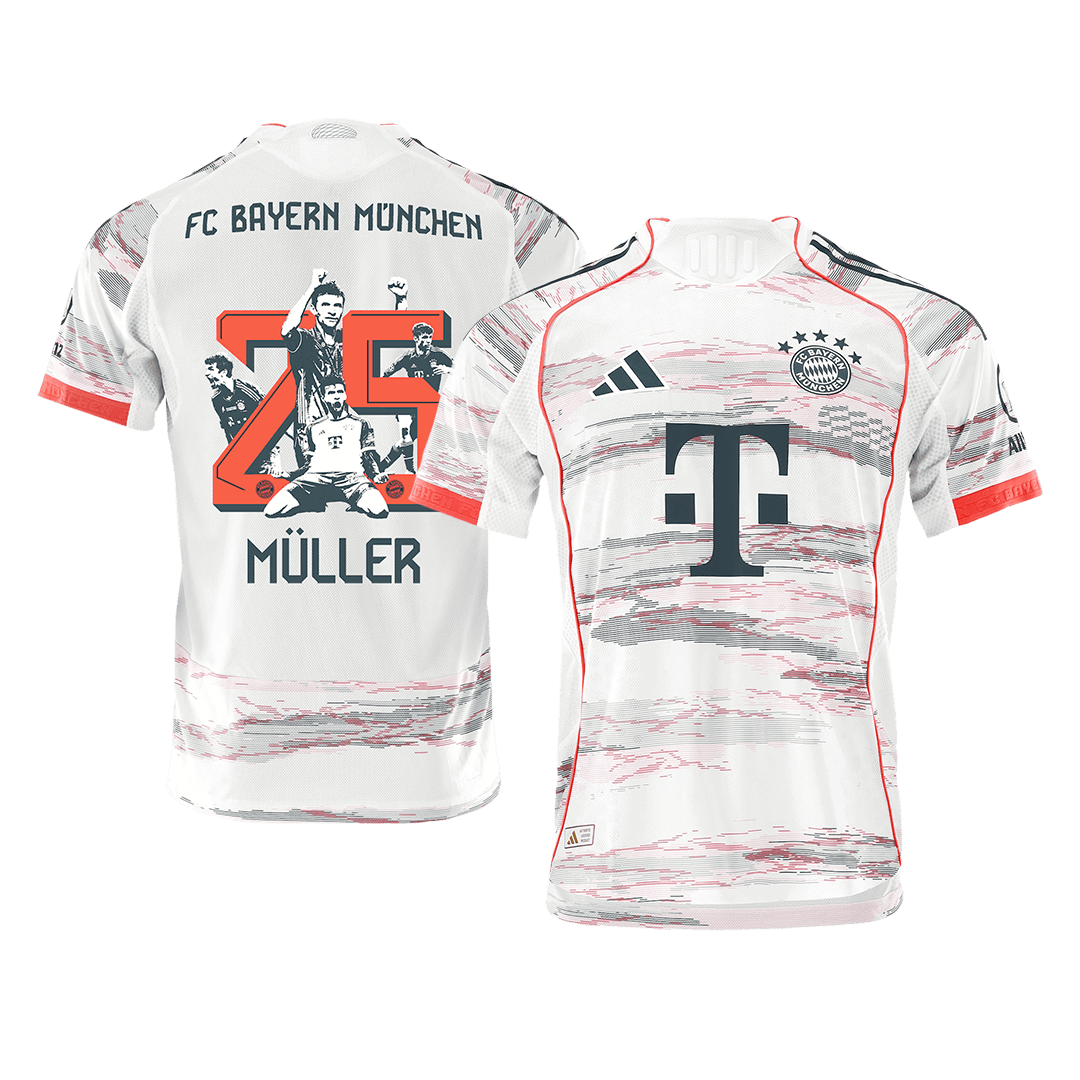 Player Version MÜLLER Special #25 Bayern Munich Away Football Shirt 2025/26 White