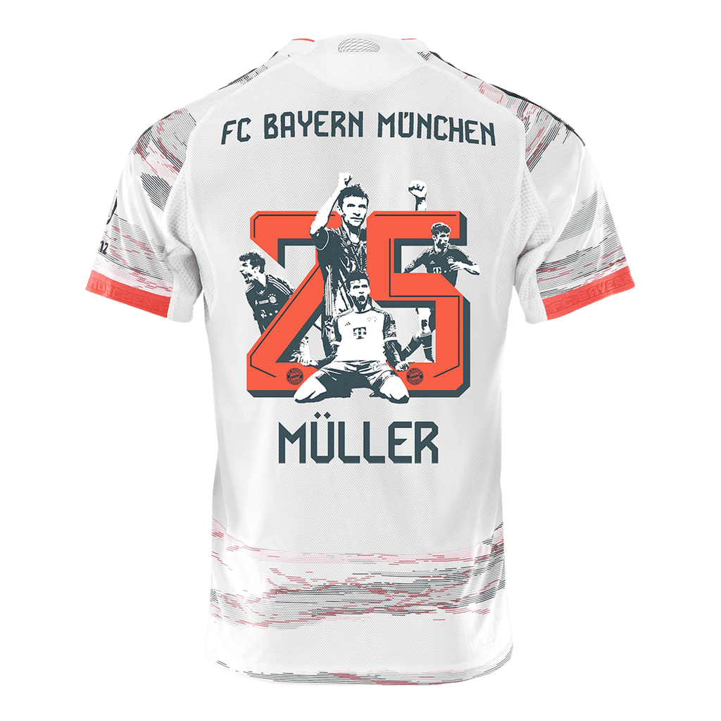Player Version MÜLLER Special #25 Bayern Munich Away Football Shirt 2025/26 White