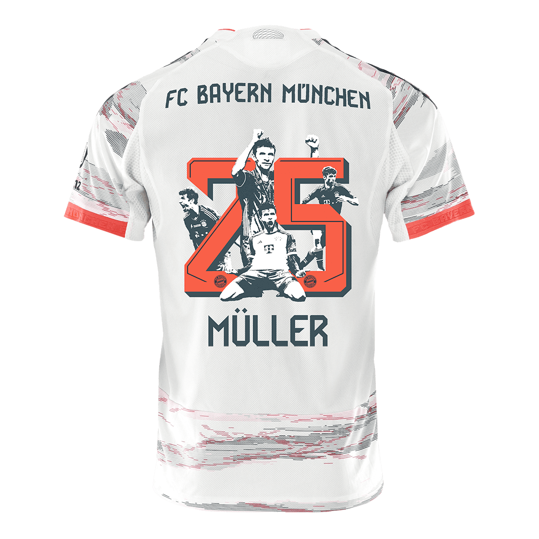 Player Version MÜLLER Special #25 Bayern Munich Away Football Shirt 2025/26 White