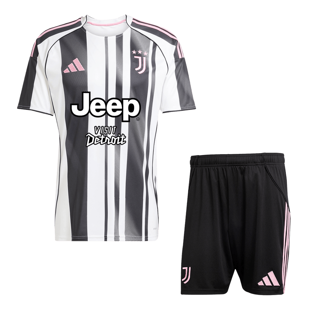 Juventus Home Football Shirt Kit(Jersey+Shorts) 2025/26 Black&White
