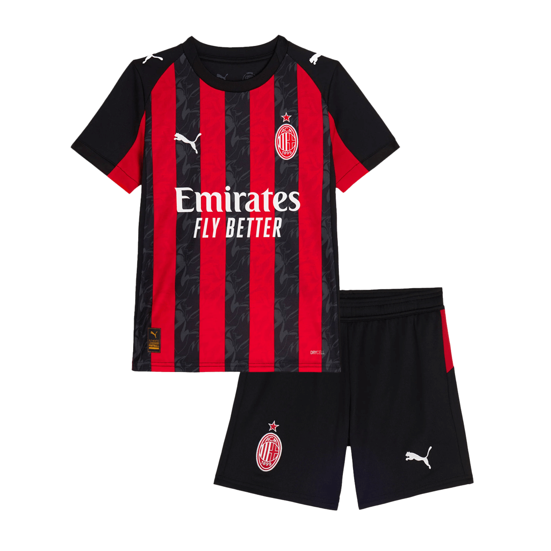 Kid's AC Milan Home Football Shirt Kit(Jersey+Shorts) 2025/26 Red&Black