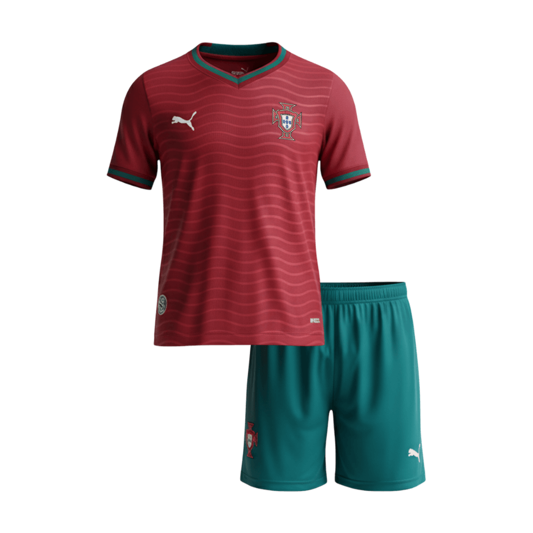 Kid's Portugal Home Football Shirt Kit(Jersey+Shorts) 2026