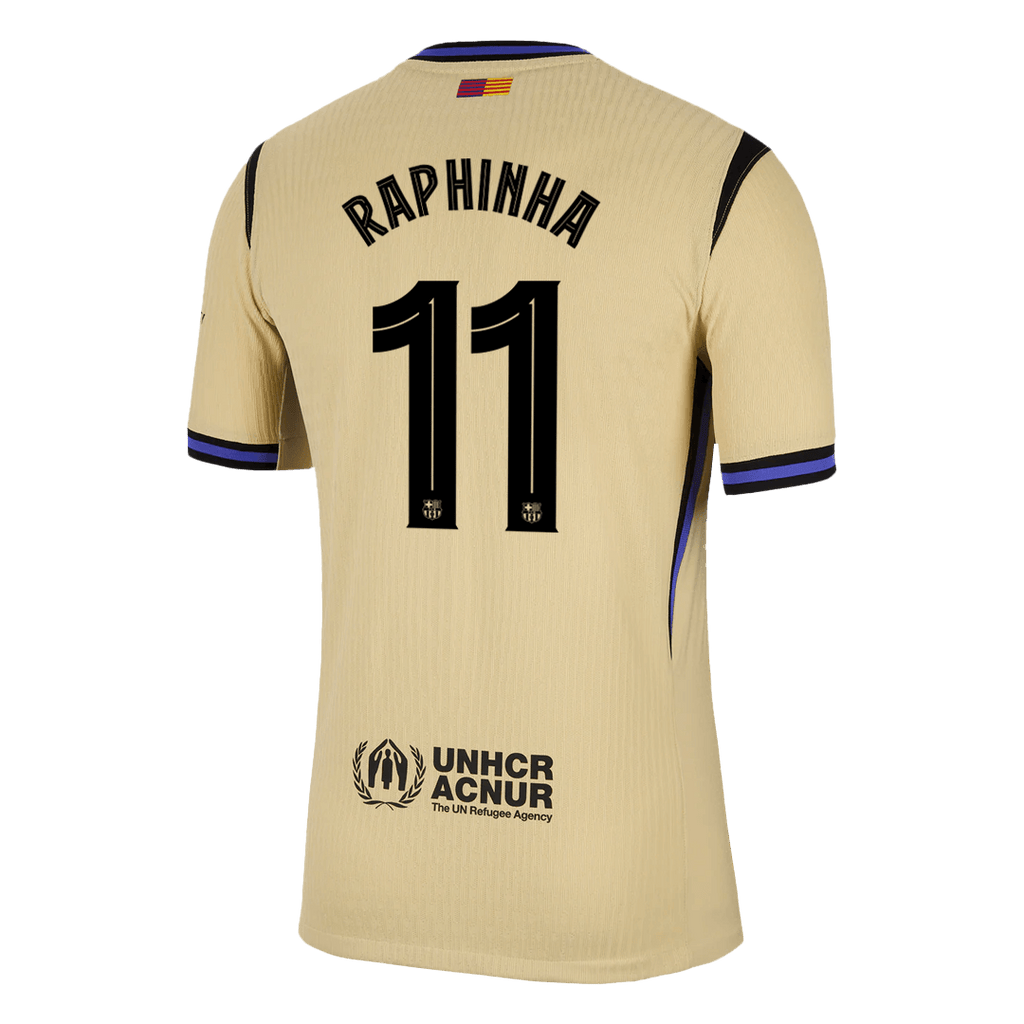 Player Version RAPHINHA #11 Barcelona Away Football Shirt 2025/26 Yellow - UCL