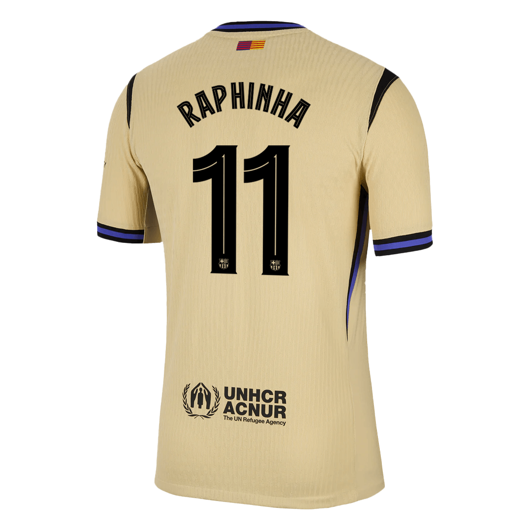 Player Version RAPHINHA #11 Barcelona Away Football Shirt 2025/26 Yellow - UCL