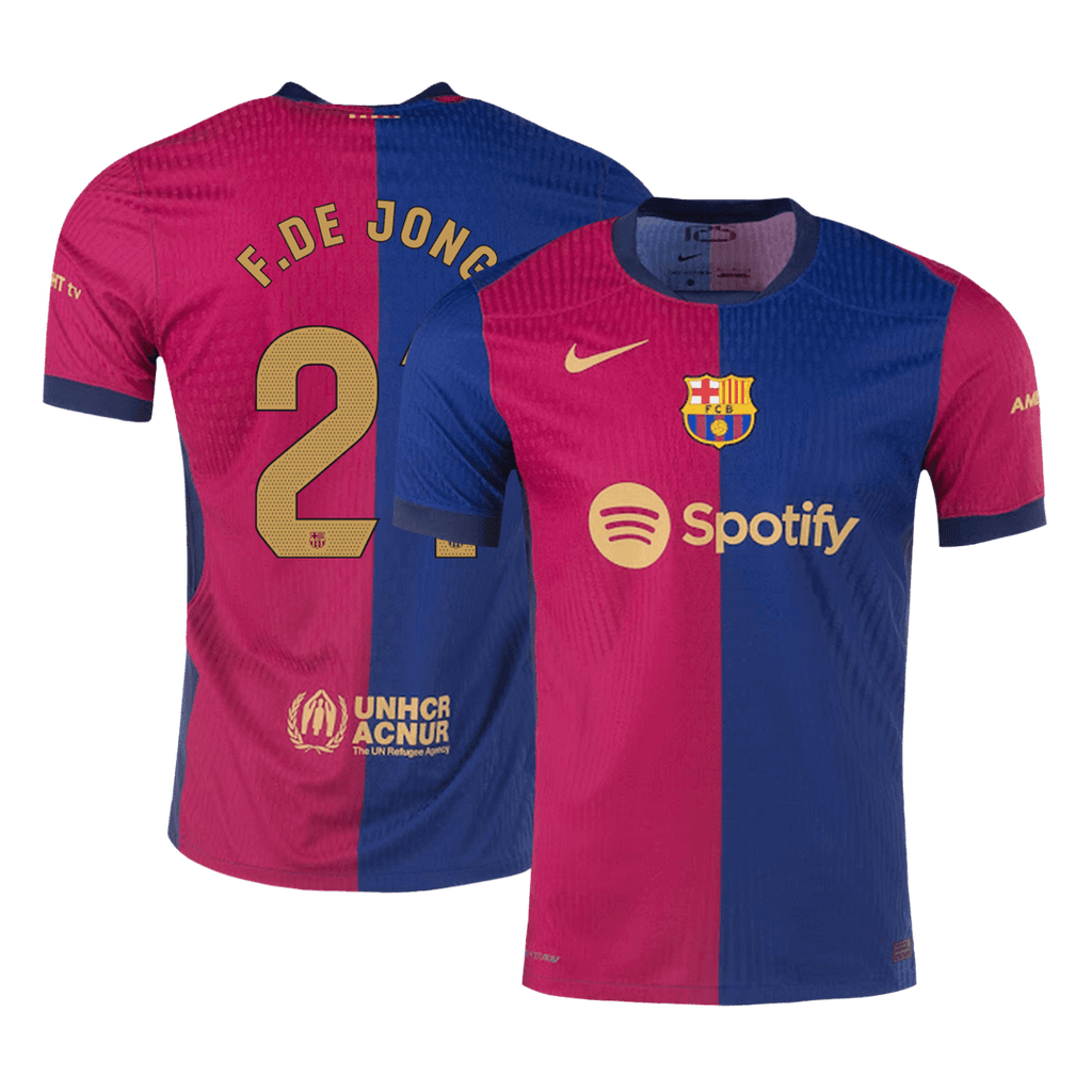 Player Version F.DE JONG #21 Barcelona Home Football Shirt 2024/25- - old sponsor