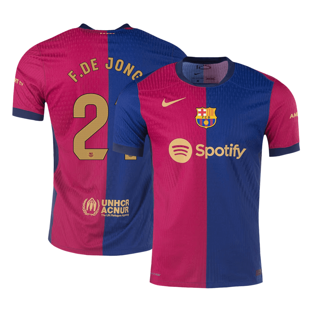 Player Version F.DE JONG #21 Barcelona Home Football Shirt 2024/25- - old sponsor