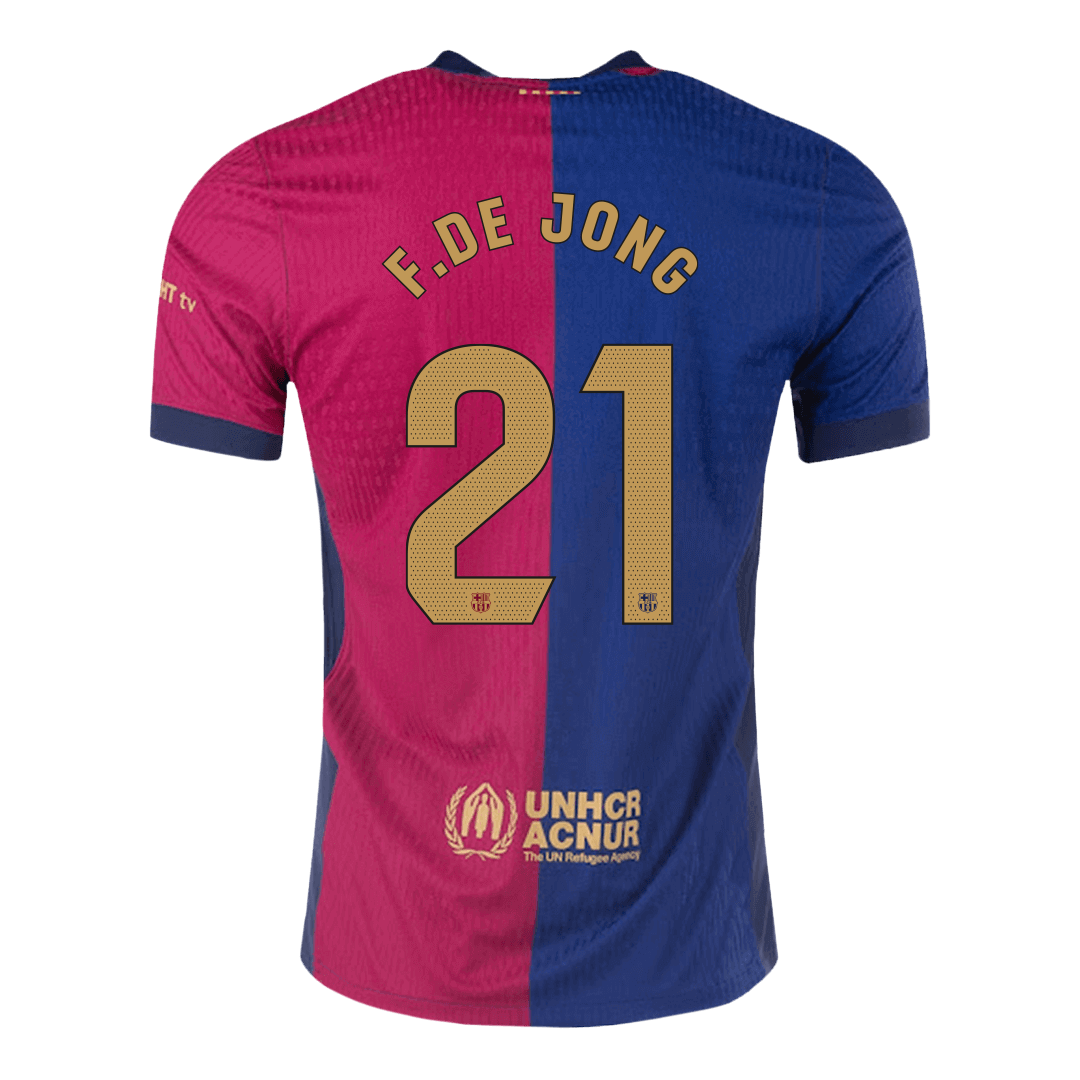 Player Version F.DE JONG #21 Barcelona Home Football Shirt 2024/25- - old sponsor