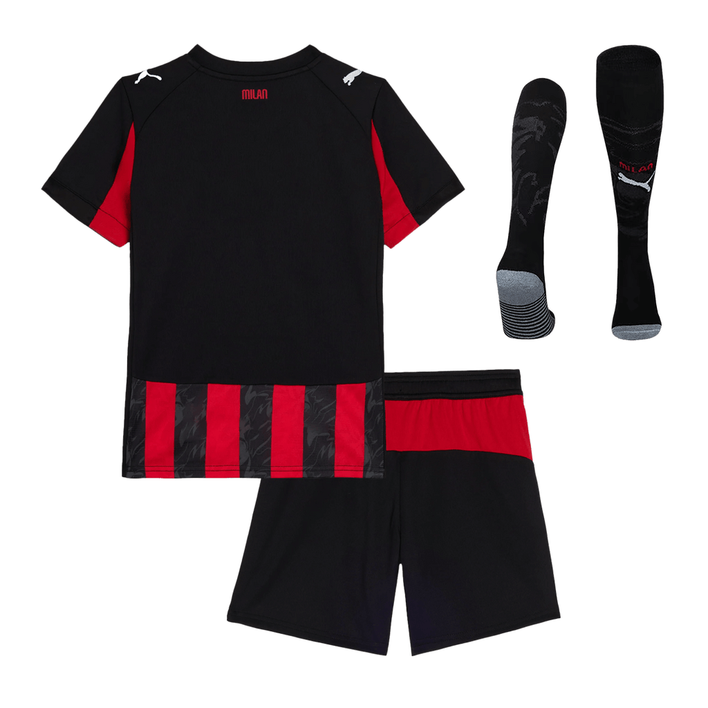 Kid's AC Milan Home Football Shirt Kit(Jersey+Shorts+Socks) 2025/26 Red&Black