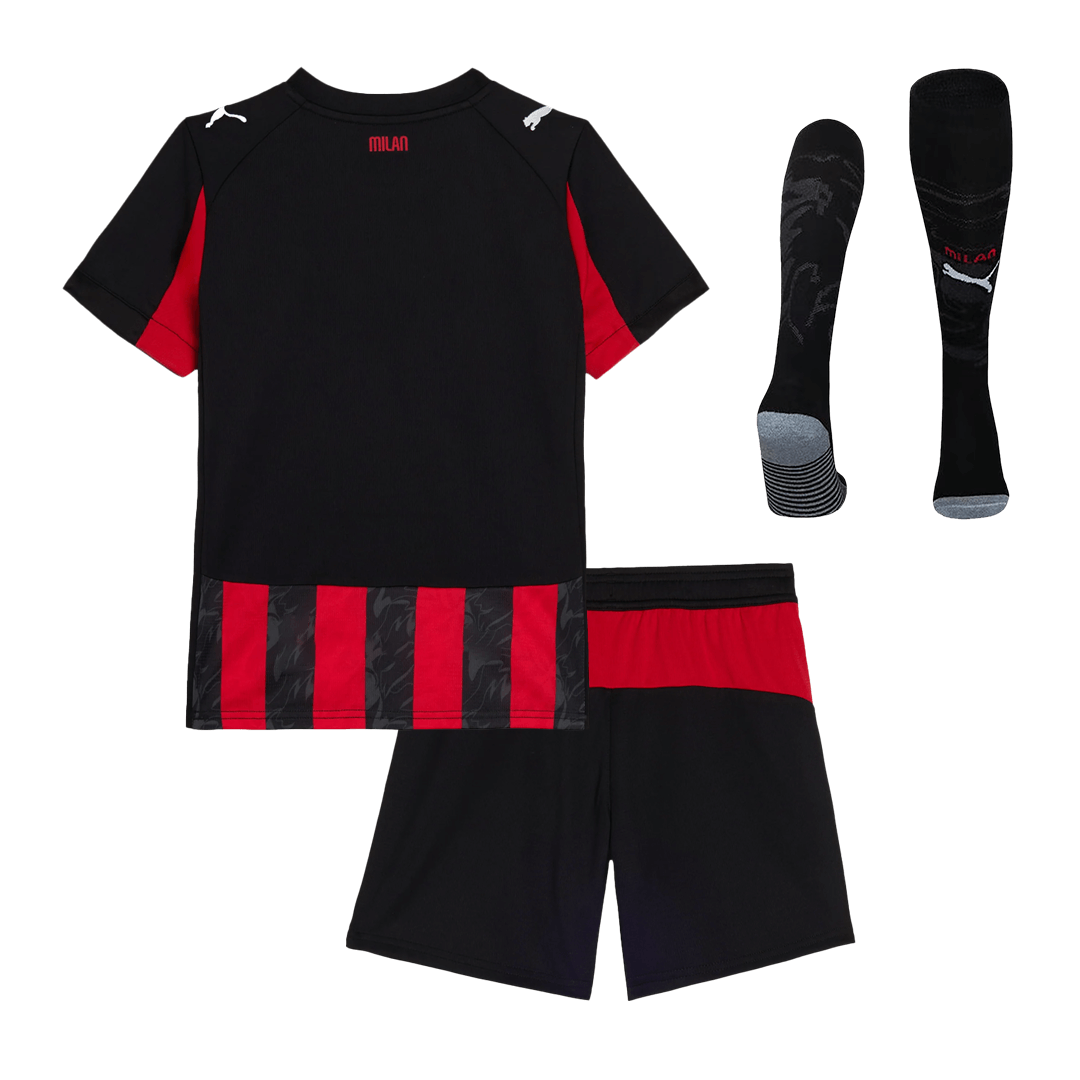Kid's AC Milan Home Football Shirt Kit(Jersey+Shorts+Socks) 2025/26 Red&Black