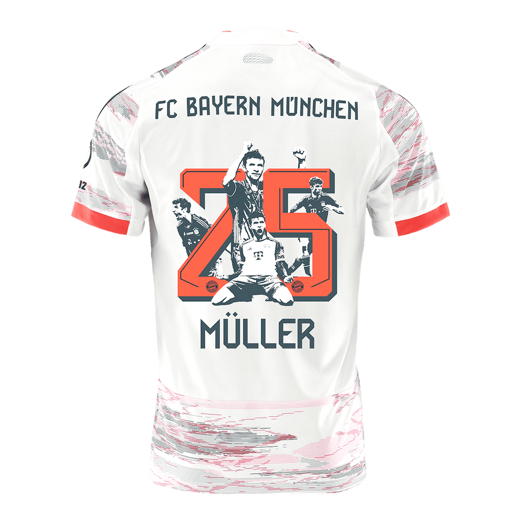 MÜLLER Special #25 Bayern Munich Away Football Shirt 2025/26 White
