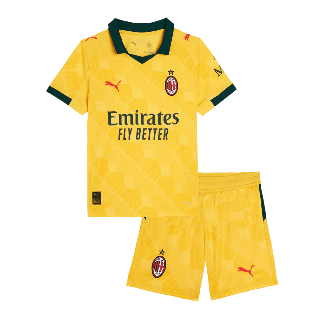 Kid's AC Milan Third Away Football Shirt Kit(Jersey+Shorts) 2025/26