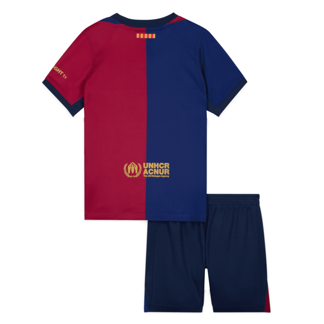 Kid's Barcelona Home Spotify Logo Without Text Football Shirt Kit(Shirt+Shorts) 2024/25