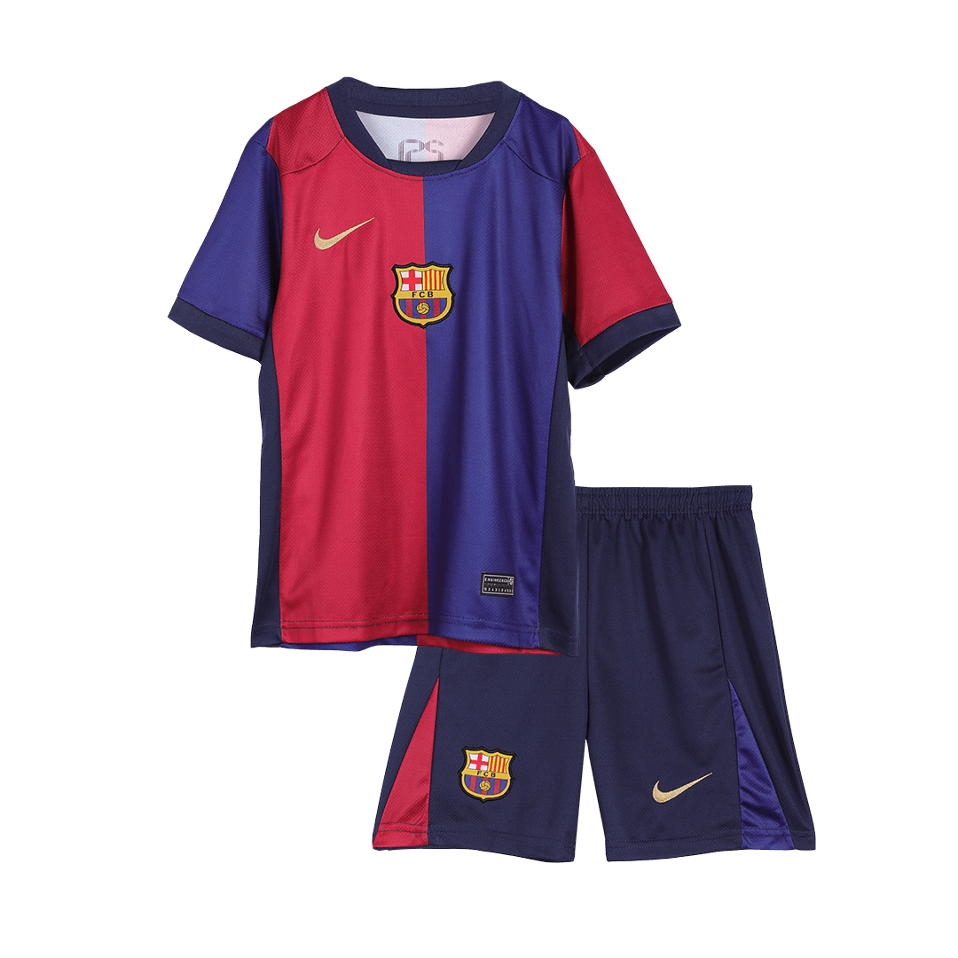Kid's Barcelona Home Spotify Logo Without Text Football Shirt Kit(Shirt+Shorts) 2024/25
