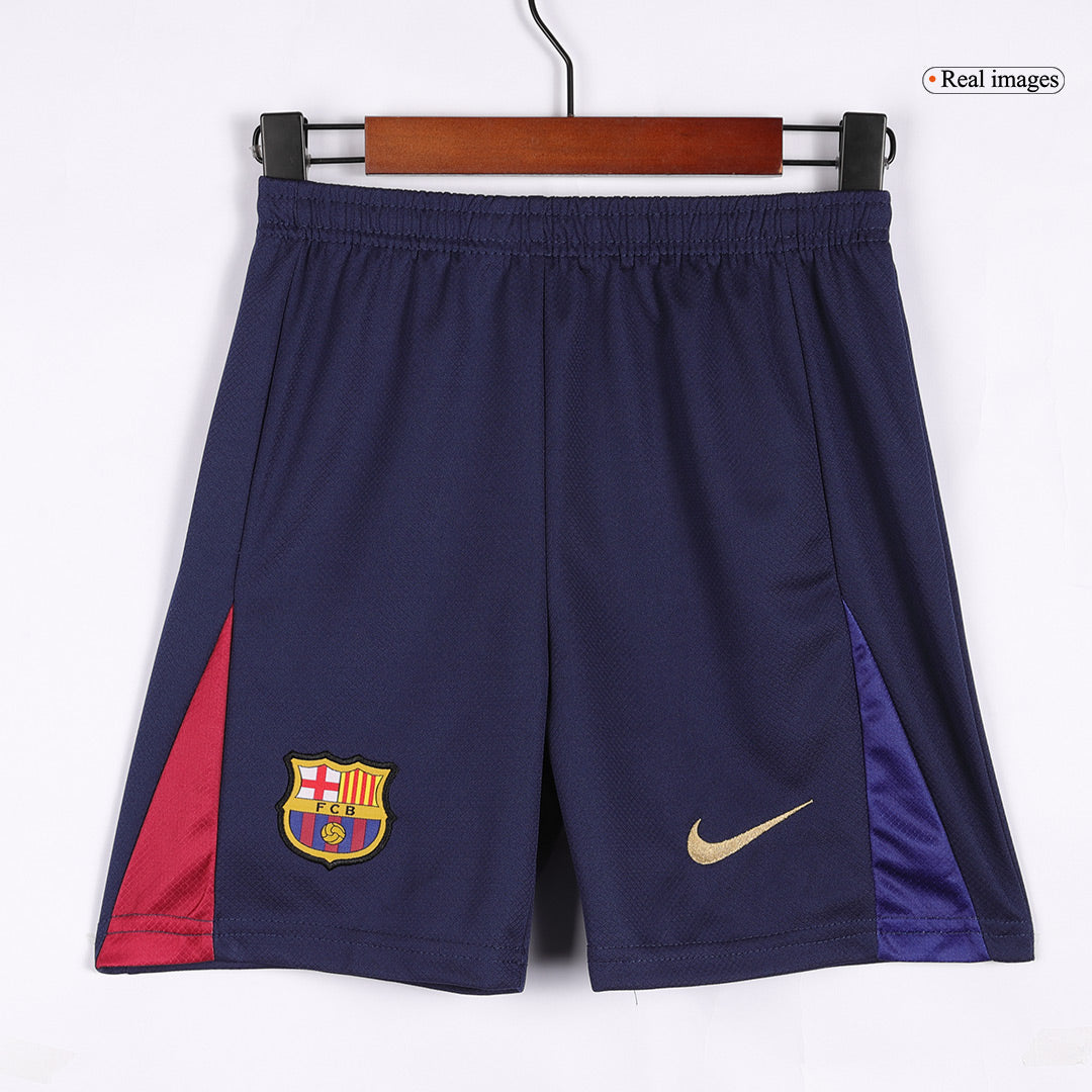 Kid's Barcelona Home Spotify Logo Without Text Football Shirt Kit(Shirt+Shorts) 2024/25