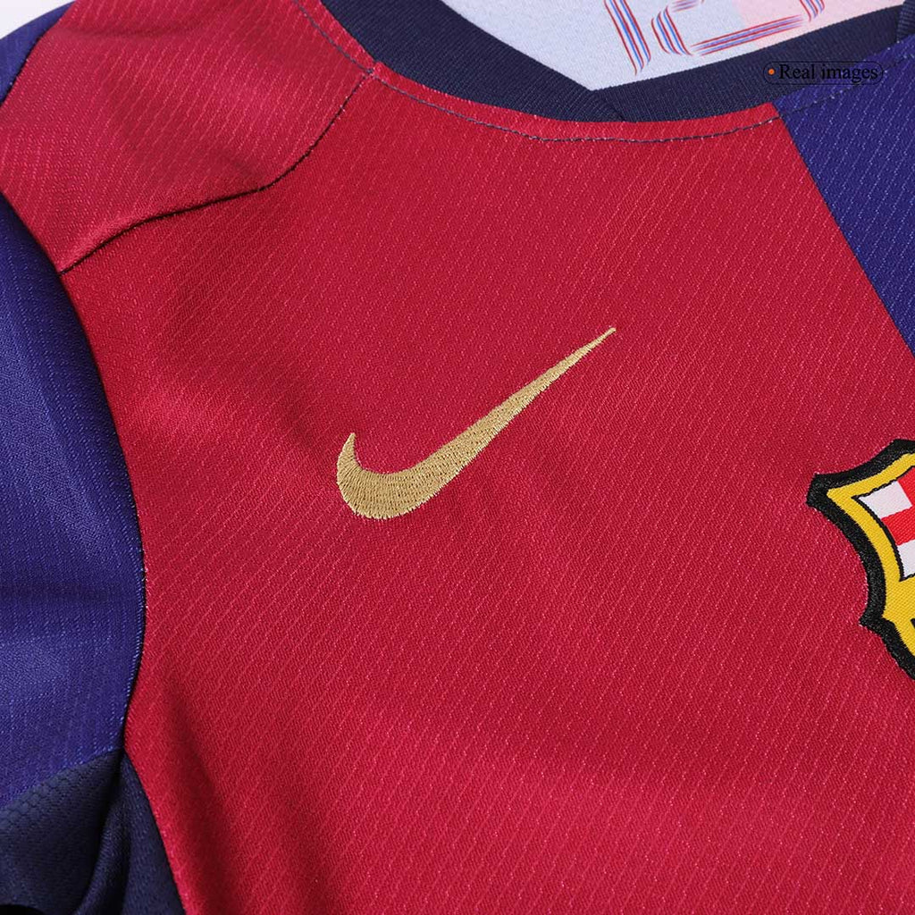 Kid's Barcelona Home Spotify Logo Without Text Football Shirt Kit(Shirt+Shorts) 2024/25