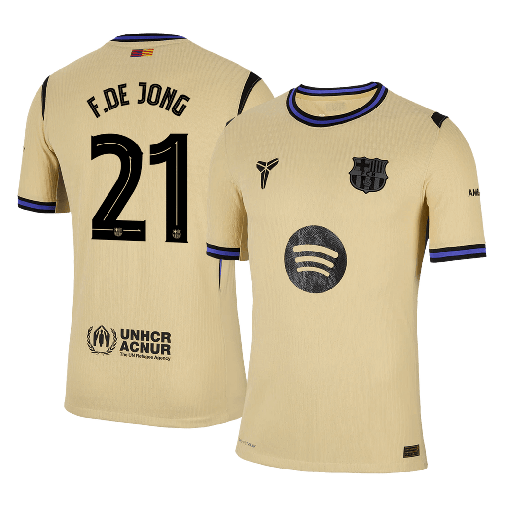 Player Version F.DE JONG #21 Barcelona Away Football Shirt 2025/26 Yellow - UCL