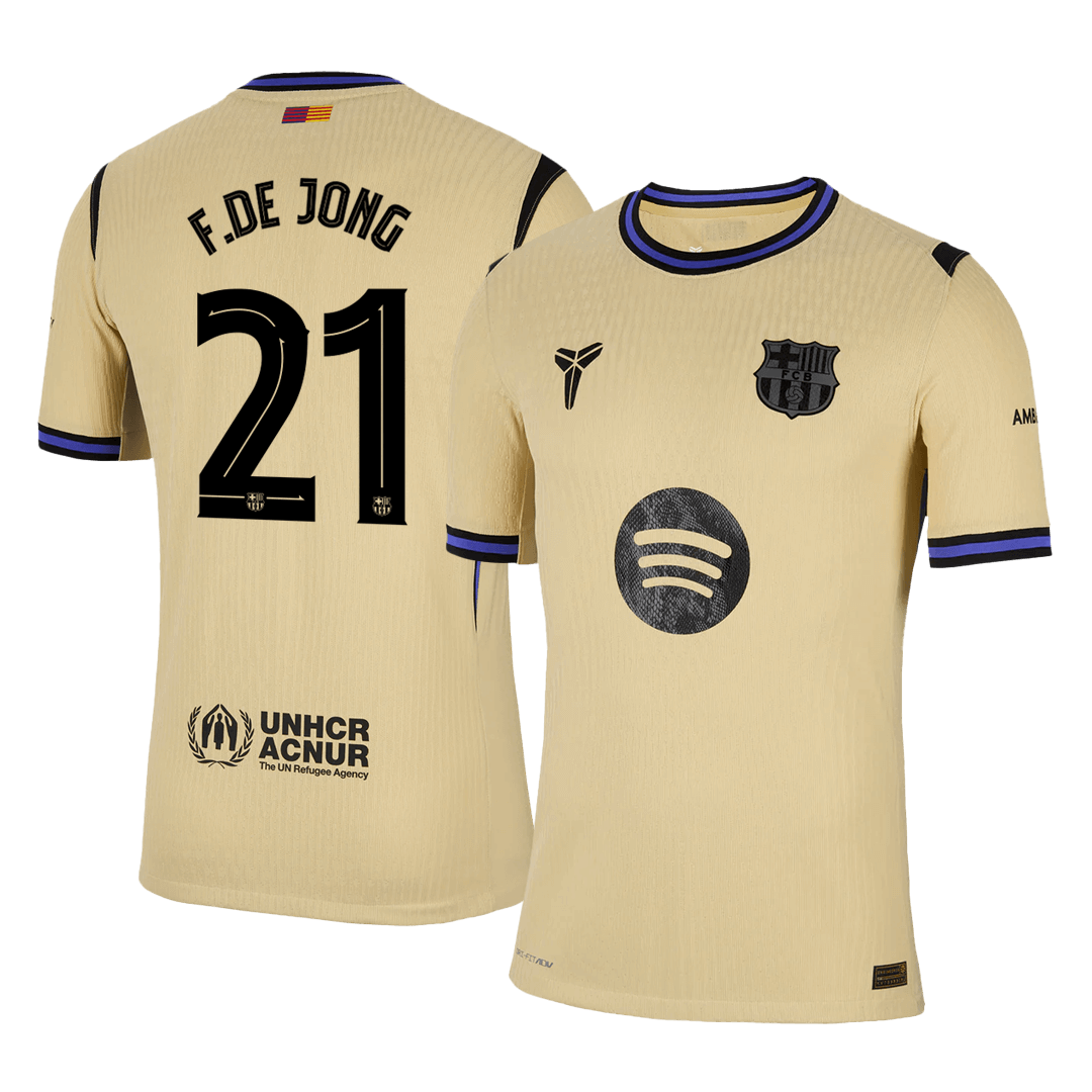 Player Version F.DE JONG #21 Barcelona Away Football Shirt 2025/26 Yellow - UCL