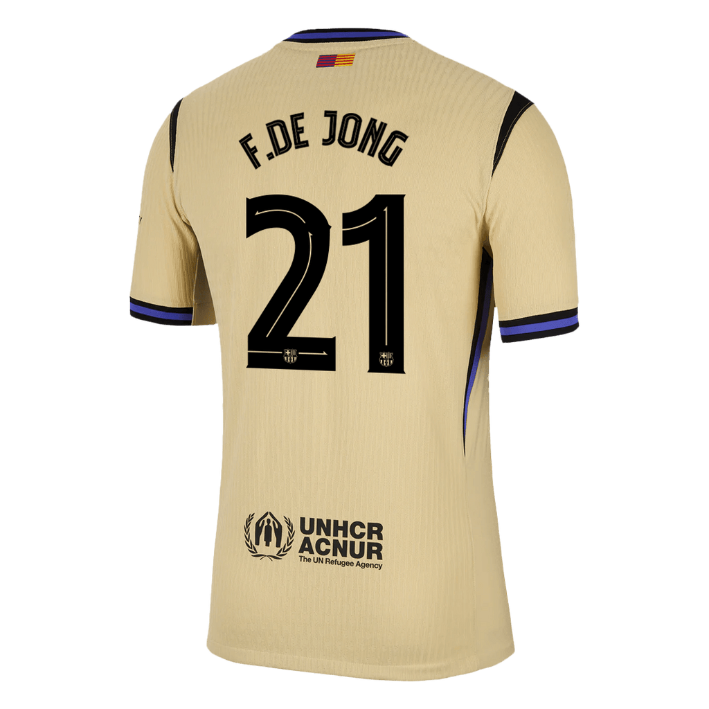 Player Version F.DE JONG #21 Barcelona Away Football Shirt 2025/26 Yellow - UCL
