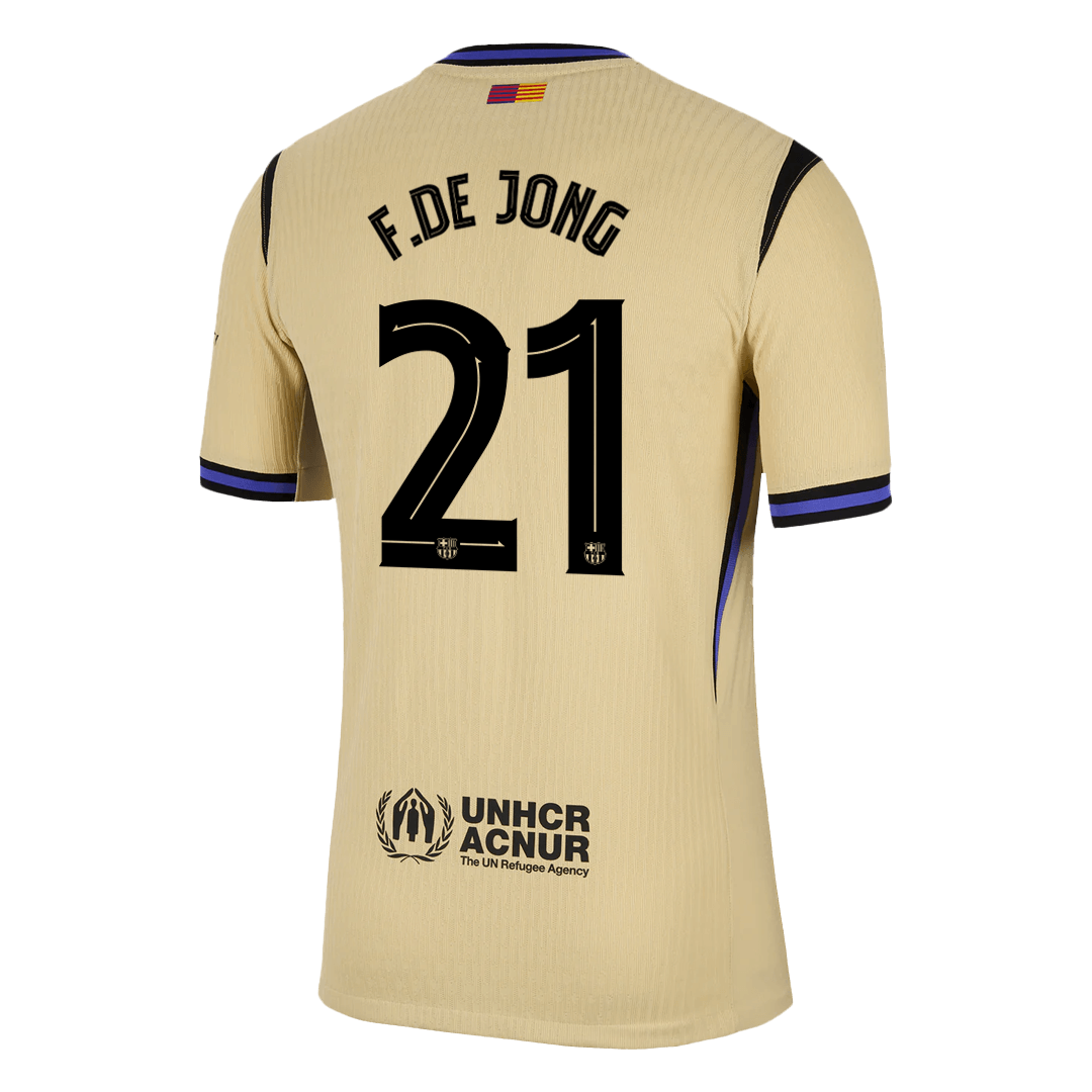 Player Version F.DE JONG #21 Barcelona Away Football Shirt 2025/26 Yellow - UCL