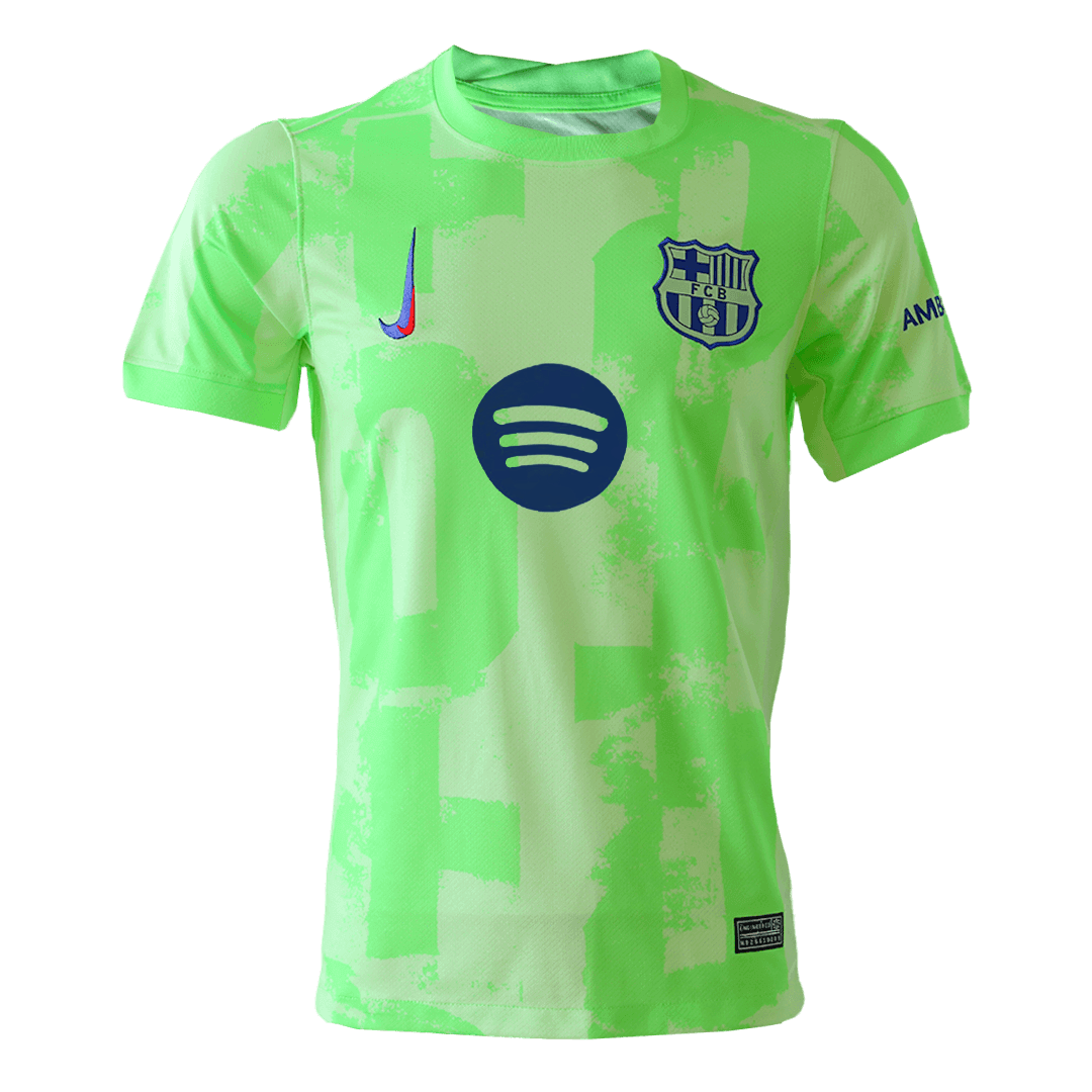 Barcelona Third Away Football Shirt Green - UCL (Spotify Logo Without Text)