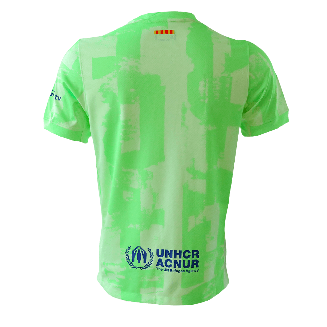 Barcelona Third Away Football Shirt Green - UCL (Spotify Logo Without Text)