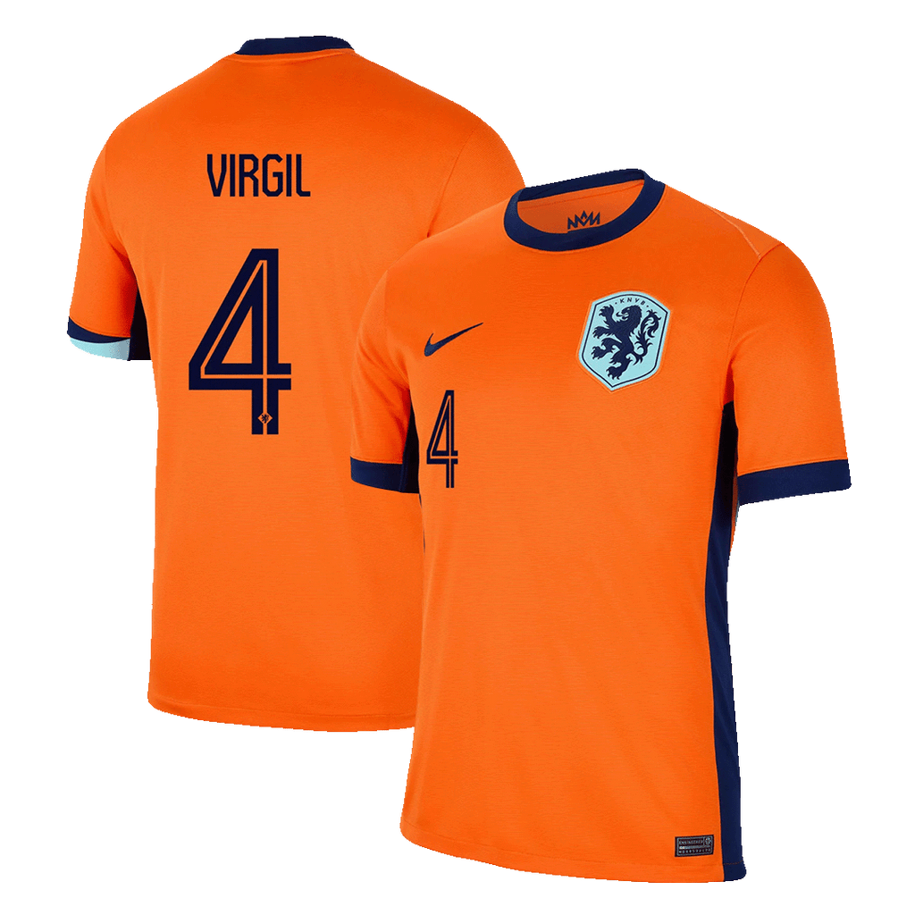 VIRGIL #4 Netherlands Home Football Shirt Euro 2024