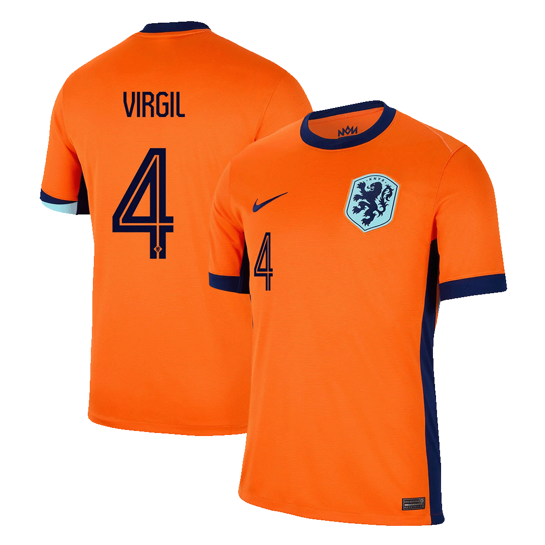 VIRGIL #4 Netherlands Home Football Shirt Euro 2024