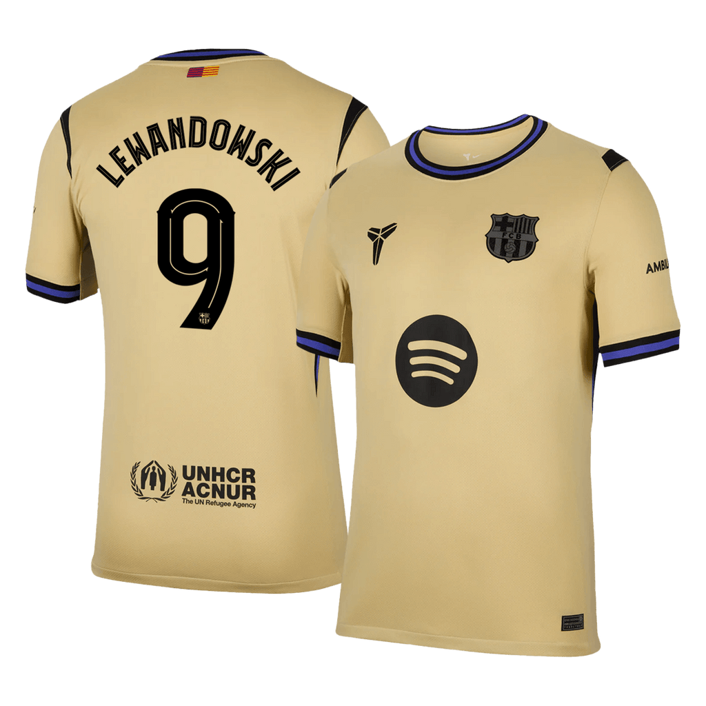 LEWANDOWSKI #9 Barcelona Away Football Shirt 2025/26 Yellow - UCL