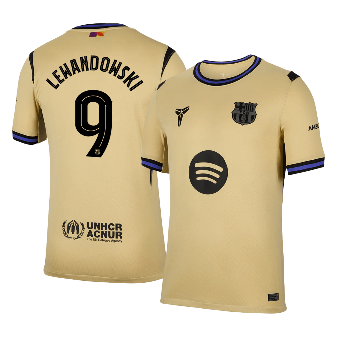 LEWANDOWSKI #9 Barcelona Away Football Shirt 2025/26 Yellow - UCL