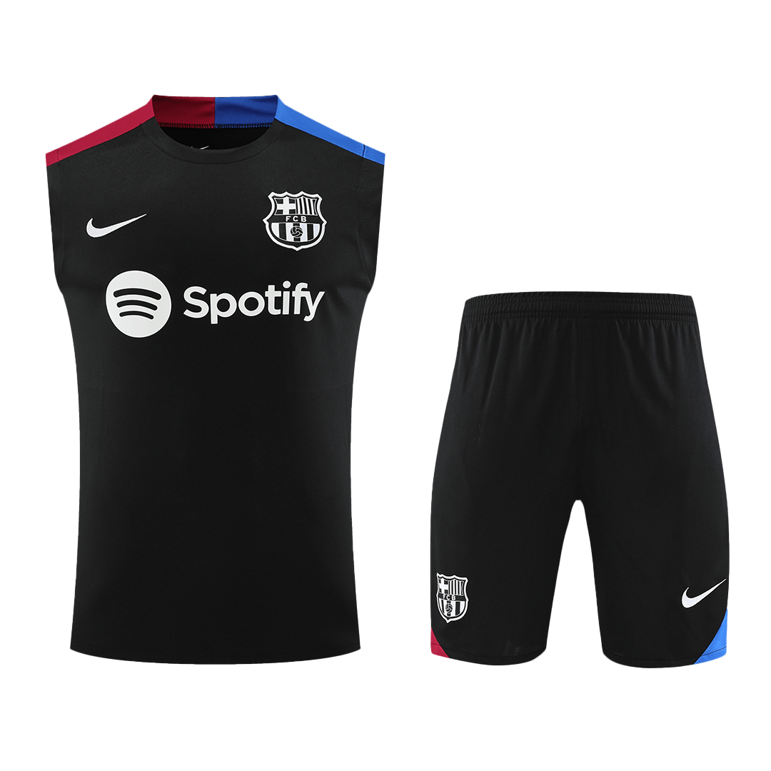 Barcelona Pre-Match Football Shirt Vest Kit(Jersey+Shorts) 2024/25
