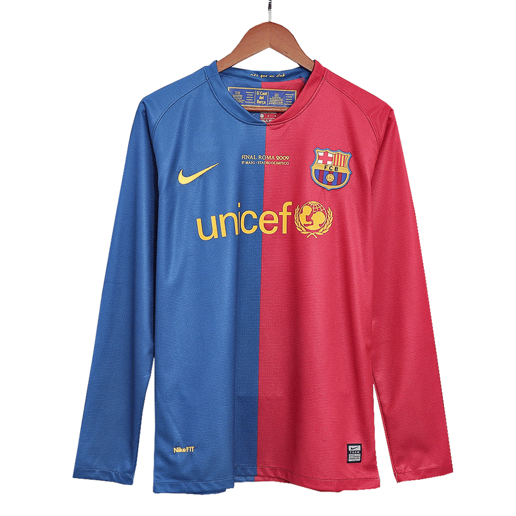 Retro 2008/09 Barcelona Home Long Sleeve Football Shirt - UCL Final