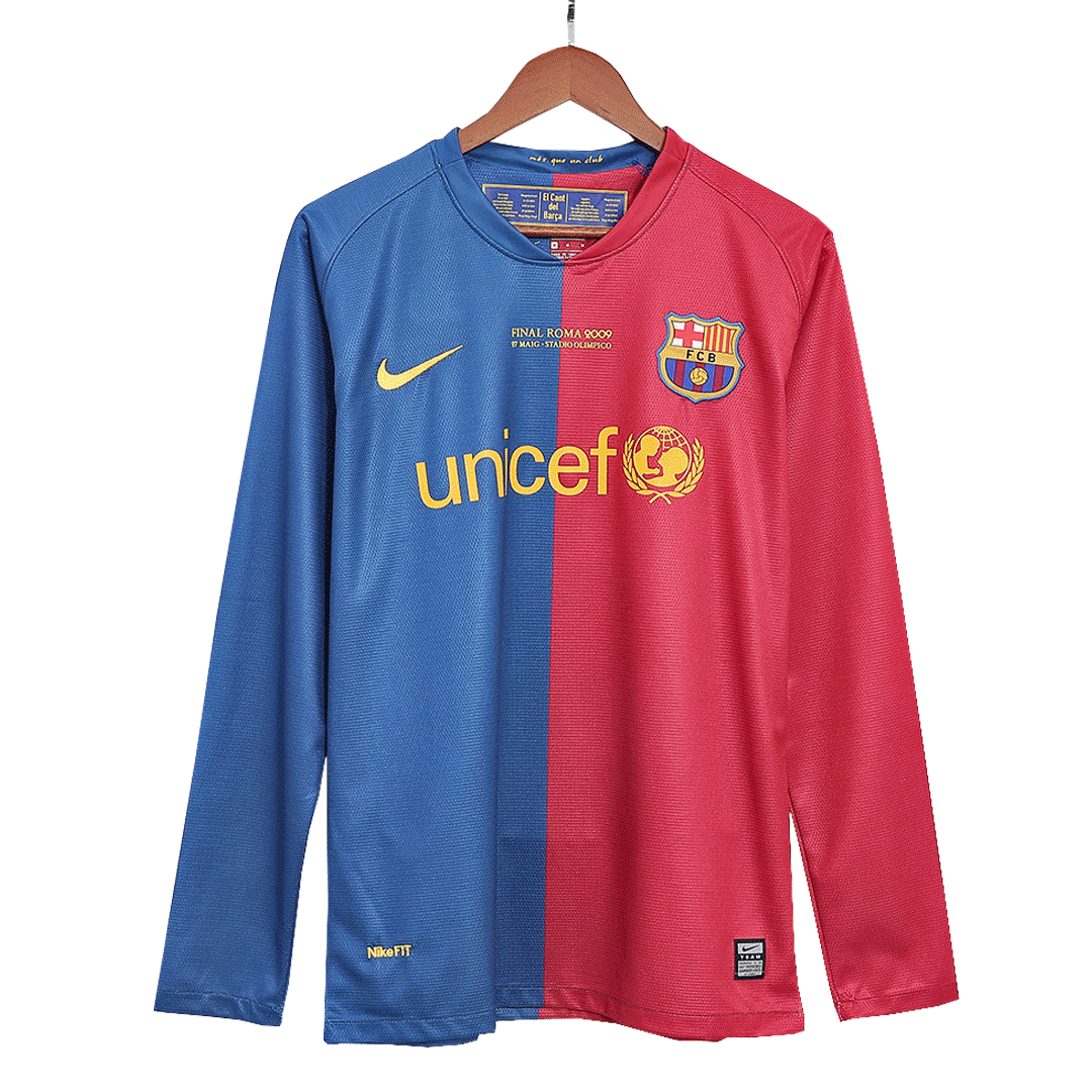 Retro 2008/09 Barcelona Home Long Sleeve Football Shirt - UCL Final