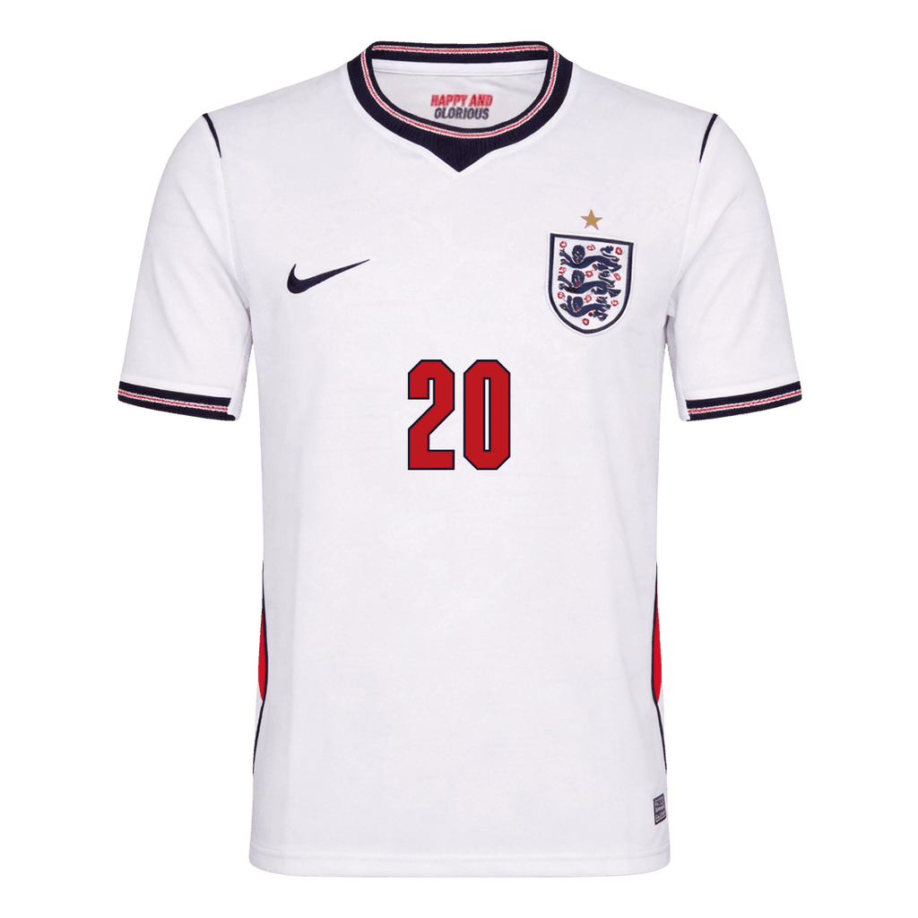 PALMER #20 England Home Soccer Jersey World Cup 2026 White