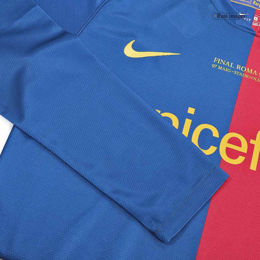 Retro 2008/09 Barcelona Home Long Sleeve Football Shirt - UCL Final